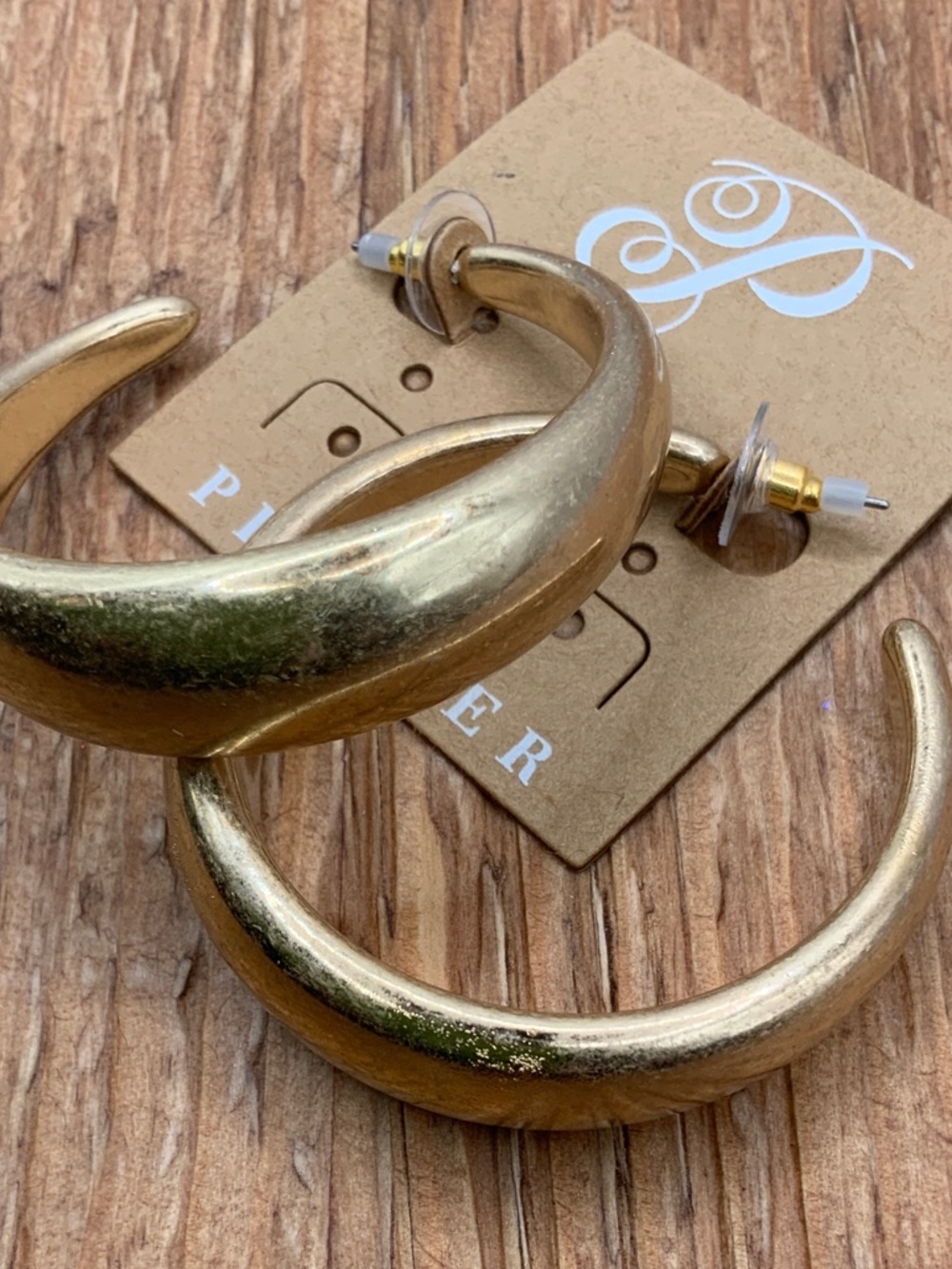 Plunder Design Gold Crescent Hoop Earrings